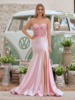 Mermaid Sweetheart Lace Satin Black Prom Dress with Slit – Prom Dresses by KissProm | Available at KissProm