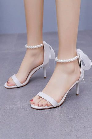 Elegant Open Toe Ankle - Strap Stiletto Sandals - KissProm