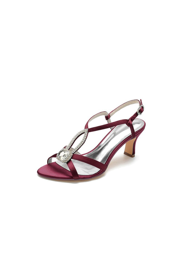 Elegant Royal Blue Satin Peep - Toe Pump with Silver Ornament - KissProm