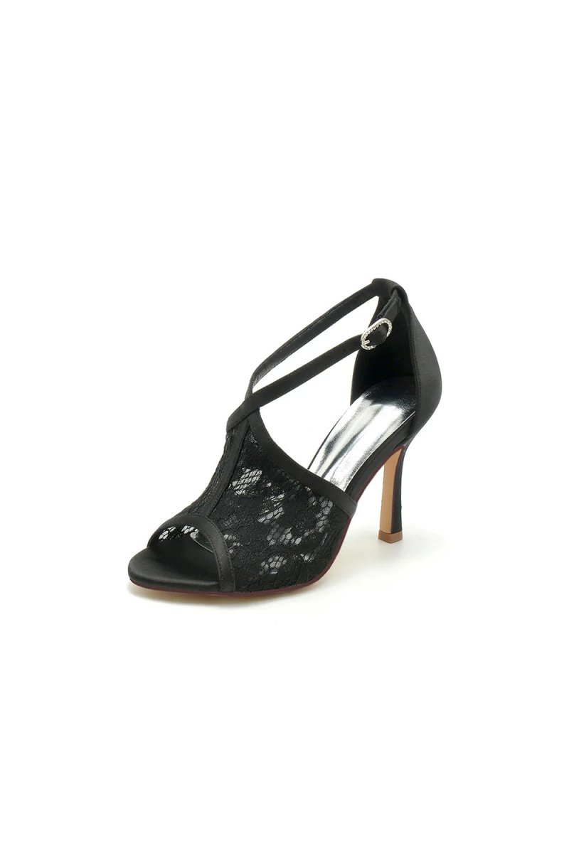 Elegant Simple Open Point Toe Lace Wedding Shoes - KissProm