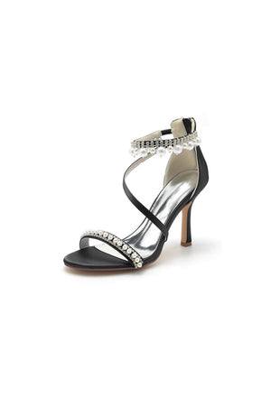 Elegant Single Strap Pearl Beaded Wedding Shoes - KissProm