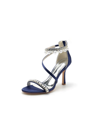 Elegant Single Strap Pearl Beaded Wedding Shoes - KissProm
