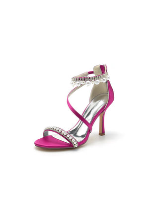 Elegant Single Strap Pearl Beaded Wedding Shoes - KissProm