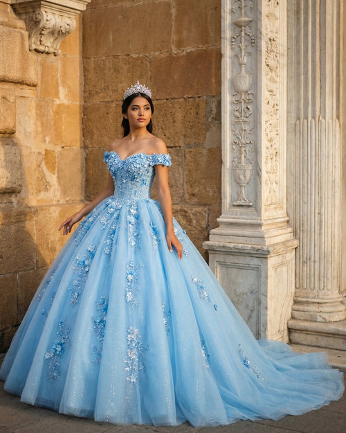 Quinceanera Dress Elegant Sweetheart Off-the-shoulder Appliques Ball Gown – Quinceanera Dress by KissProm | Available at KissProm