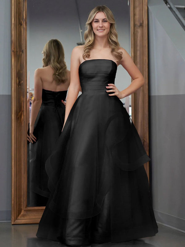 Light Pink A Line Strapless Organza Prom Dress – Prom Dress by KissProm | Available at KissProm