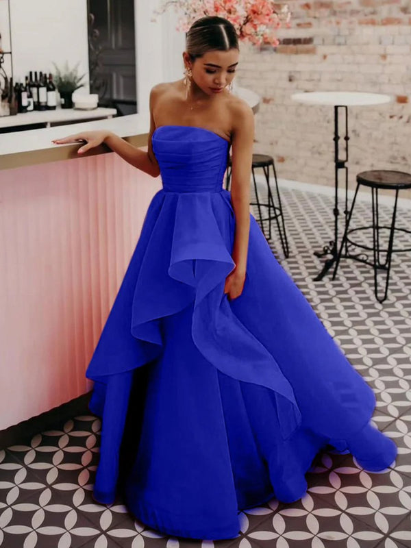 Light Pink A Line Strapless Organza Prom Dress – Prom Dress by KissProm | Available at KissProm
