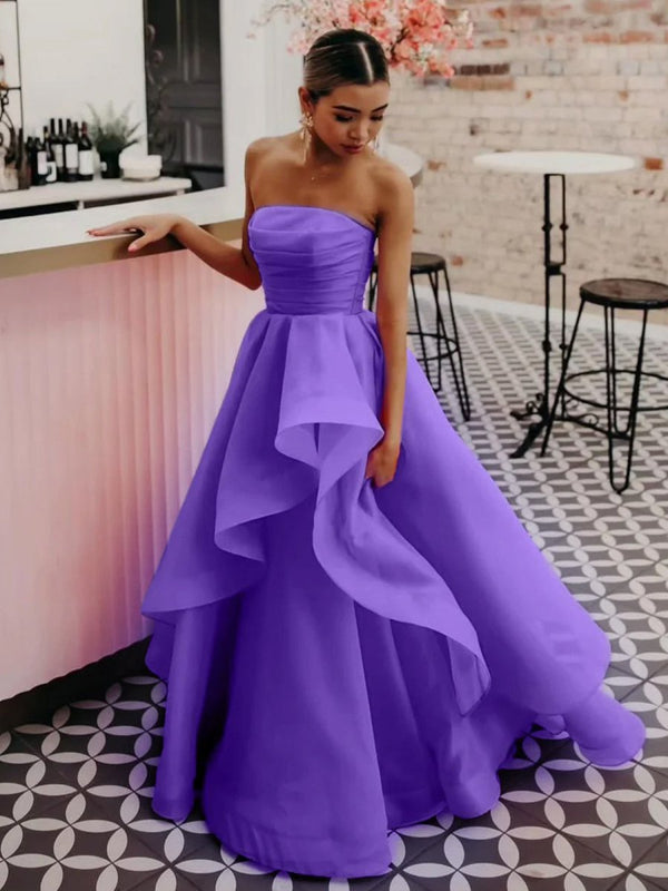 Light Pink A Line Strapless Organza Prom Dress – Prom Dress by KissProm | Available at KissProm