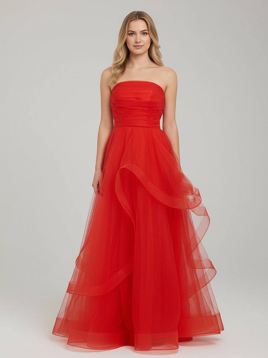 Light Pink A Line Strapless Organza Prom Dress – Prom Dress by KissProm | Available at KissProm