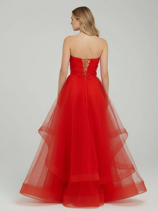 Light Pink A Line Strapless Organza Prom Dress – Prom Dress by KissProm | Available at KissProm