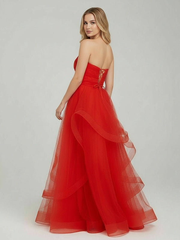 Light Pink A Line Strapless Organza Prom Dress – Prom Dress by KissProm | Available at KissProm