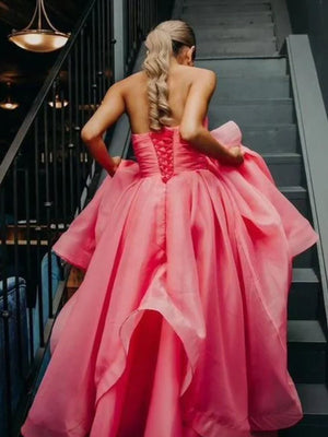 Light Pink A Line Strapless Organza Prom Dress – Prom Dress by KissProm | Available at KissProm