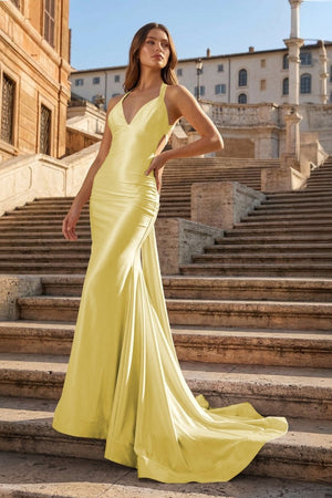 Pink Halter Satin Mermaid Open Back Long Formal Prom Dresses – Prom Dress by KissProm | Available at KissProm