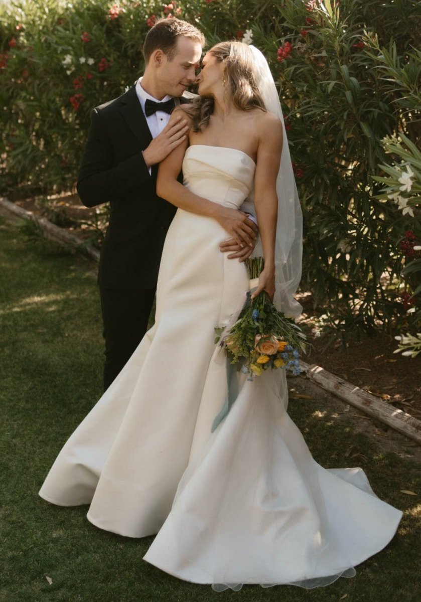 Elegant Mermaid Strapless Satin Sleeveless Wedding Dresses – Wedding Dresses by KissProm | Available at KissProm
