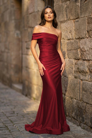 Foraml Mermaid One Shoulder Royal Blue Satin Prom Dress Evening Dress - KissProm