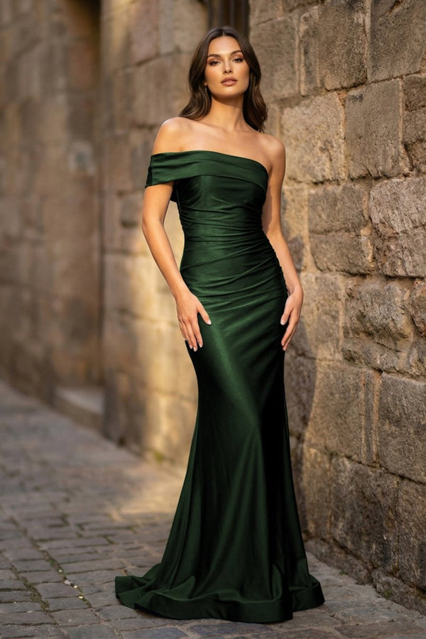 Foraml Mermaid One Shoulder Royal Blue Satin Prom Dress Evening Dress - KissProm