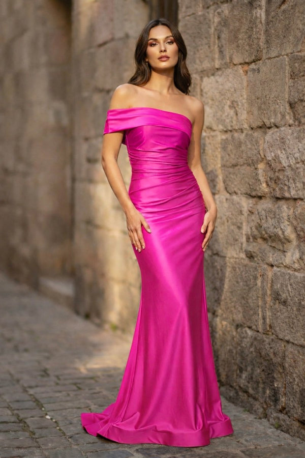 Foraml Mermaid One Shoulder Royal Blue Satin Prom Dress Evening Dress - KissProm