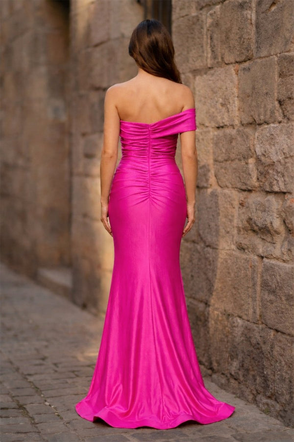Foraml Mermaid One Shoulder Royal Blue Satin Prom Dress Evening Dress - KissProm