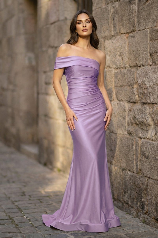 Foraml Mermaid One Shoulder Royal Blue Satin Prom Dress Evening Dress - KissProm