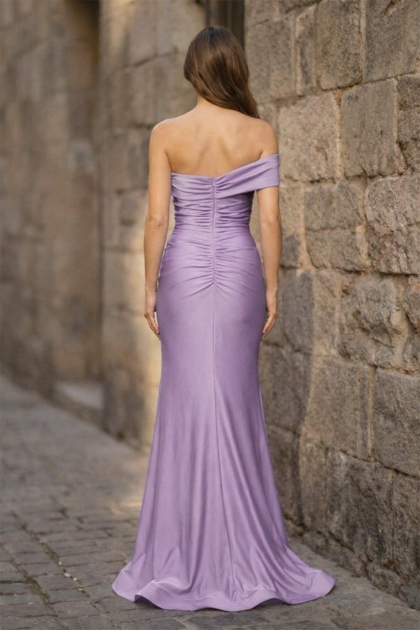 Foraml Mermaid One Shoulder Royal Blue Satin Prom Dress Evening Dress - KissProm