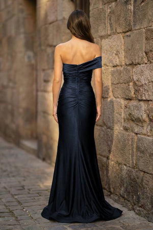 Foraml Mermaid One Shoulder Royal Blue Satin Prom Dress Evening Dress - KissProm