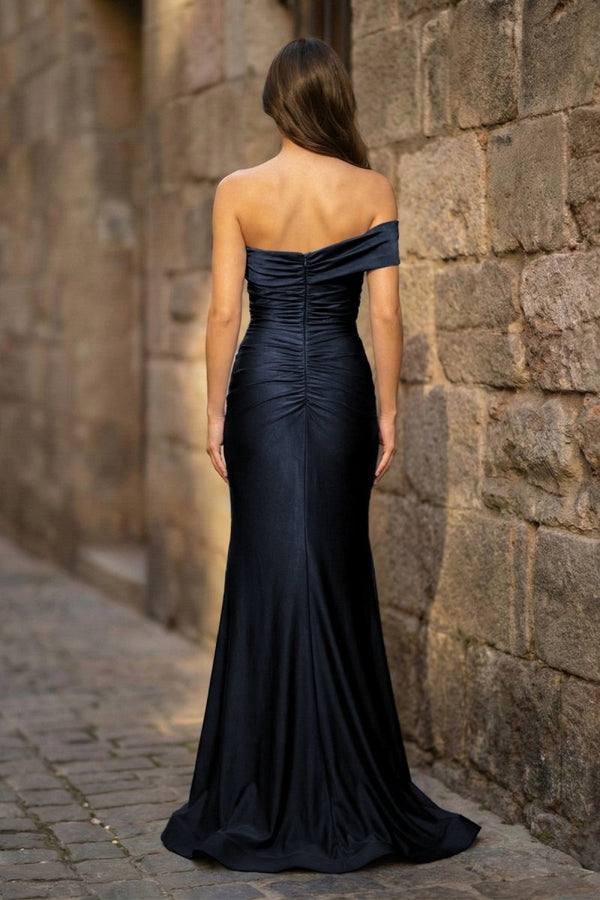 Foraml Mermaid One Shoulder Royal Blue Satin Prom Dress Evening Dress - KissProm