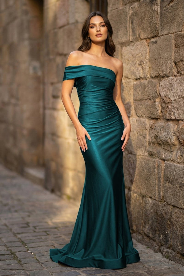 Foraml Mermaid One Shoulder Royal Blue Satin Prom Dress Evening Dress - KissProm