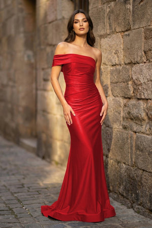 Foraml Mermaid One Shoulder Royal Blue Satin Prom Dress Evening Dress - KissProm
