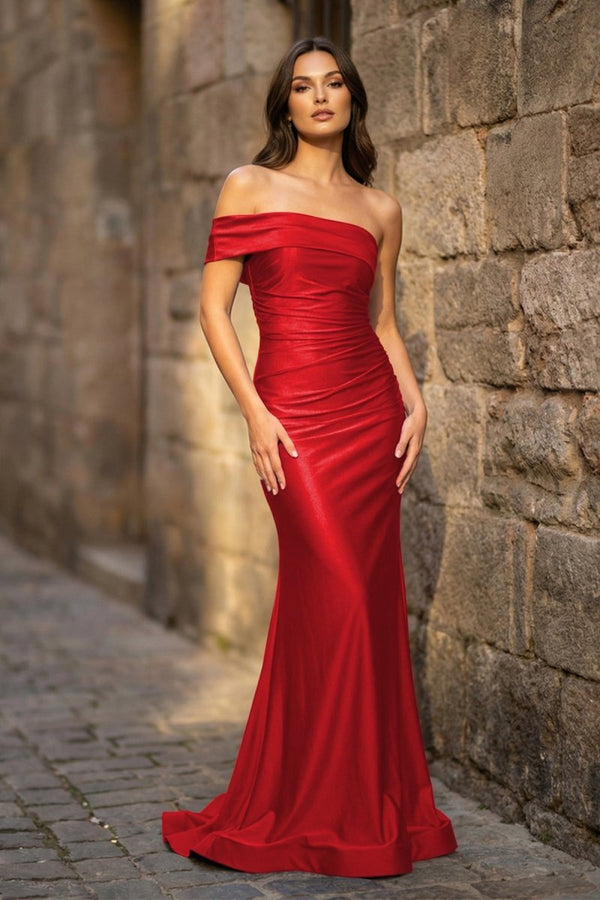 Foraml Mermaid One Shoulder Royal Blue Satin Prom Dress Evening Dress - KissProm