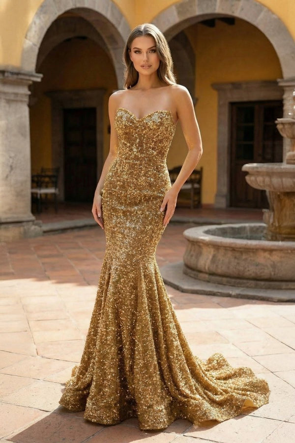 Mermaid Sweetheart Neck Sequins Prom Dress - KissProm