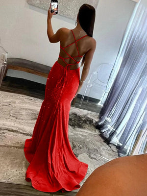 Sparkly Mermaid V Neck Yellow Sequins Long Prom Dresses – Prom Dresses by KissProm | Available at KissProm