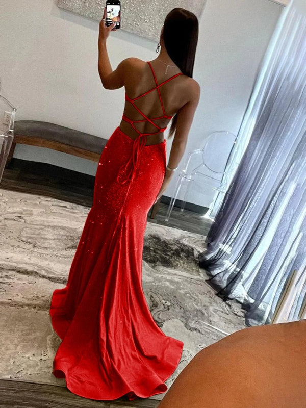 Sparkly Mermaid V Neck Yellow Sequins Long Prom Dresses – Prom Dresses by KissProm | Available at KissProm