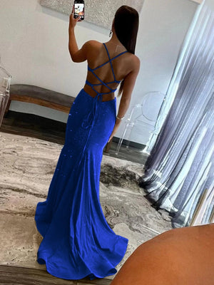 Sparkly Mermaid V Neck Yellow Sequins Long Prom Dresses – Prom Dresses by KissProm | Available at KissProm
