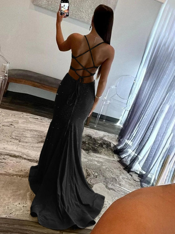 Sparkly Mermaid V Neck Yellow Sequins Long Prom Dresses – Prom Dresses by KissProm | Available at KissProm