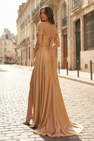 Mermaid Satin Long Prom Dress with Slit - KissProm