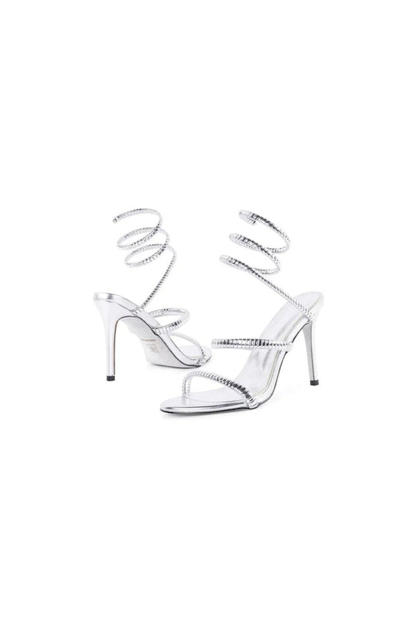 Gold Snake Wrap Open Toe High Heels Sandal - KissProm