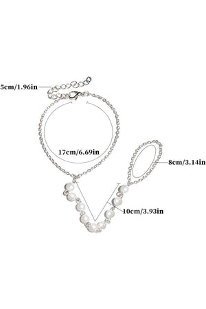 Pearl Finger Ring Chain Bracelets - KissProm