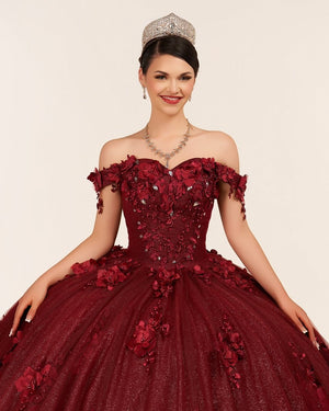 Illa | Ball Gown Organza Sweetheart  Burgundy Quinceanera Dress