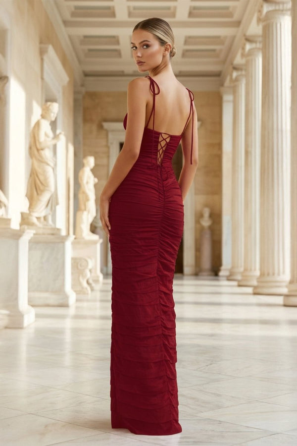 Mermaid Spaghetti Straps Floor Length Sleeveless Pink Prom Dress - KissProm