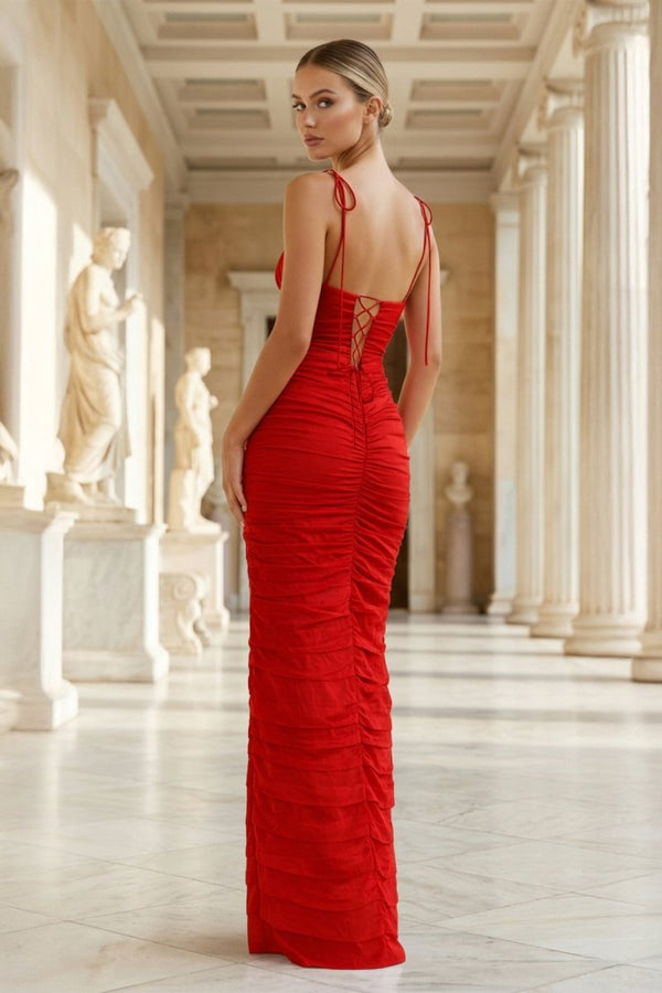 Mermaid Spaghetti Straps Floor Length Sleeveless Pink Prom Dress - KissProm