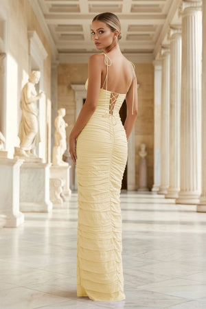 Mermaid Spaghetti Straps Floor Length Sleeveless Pink Prom Dress - KissProm