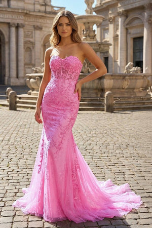 Mermaid Sweetheart Tulle Lace Prom Dress - KissProm
