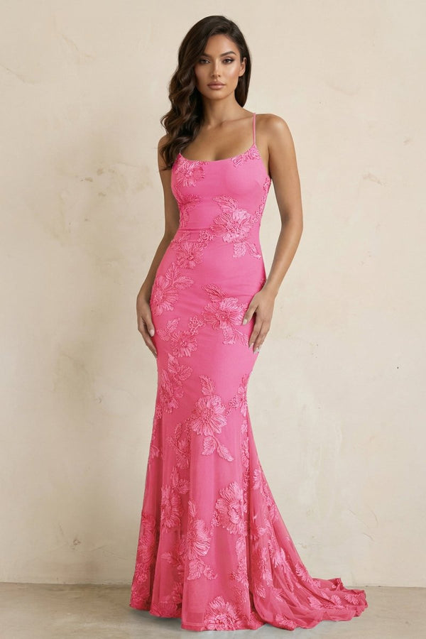 Sky Blue Spaghetti Straps Mermaid Tulle Long Prom Dresses With Appliques – Prom Dress by KissProm | Available at KissProm