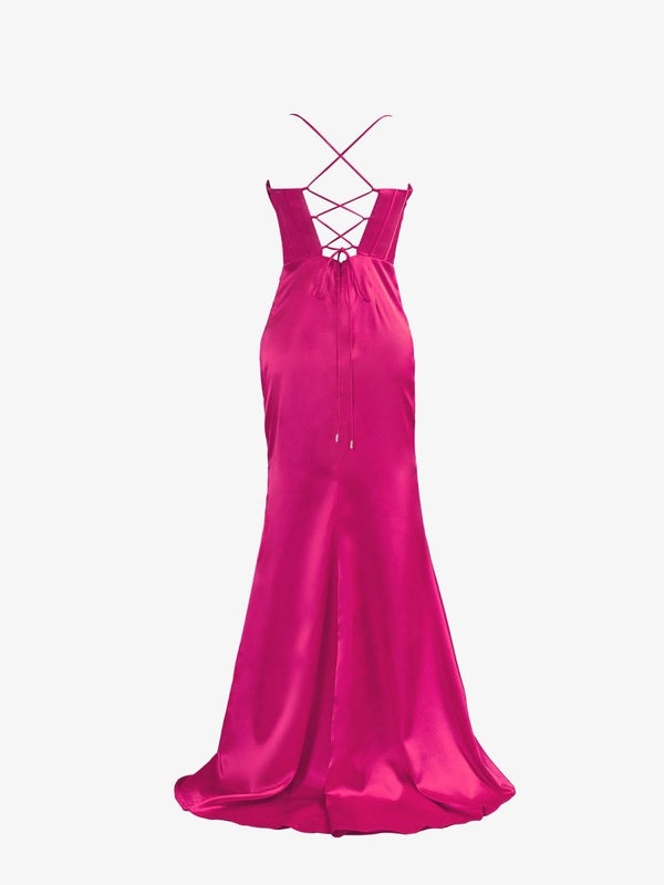 Spaghetti Straps Satin Mermaid Prom Dress with Slit – Prom Dress by KissProm | Available at KissProm