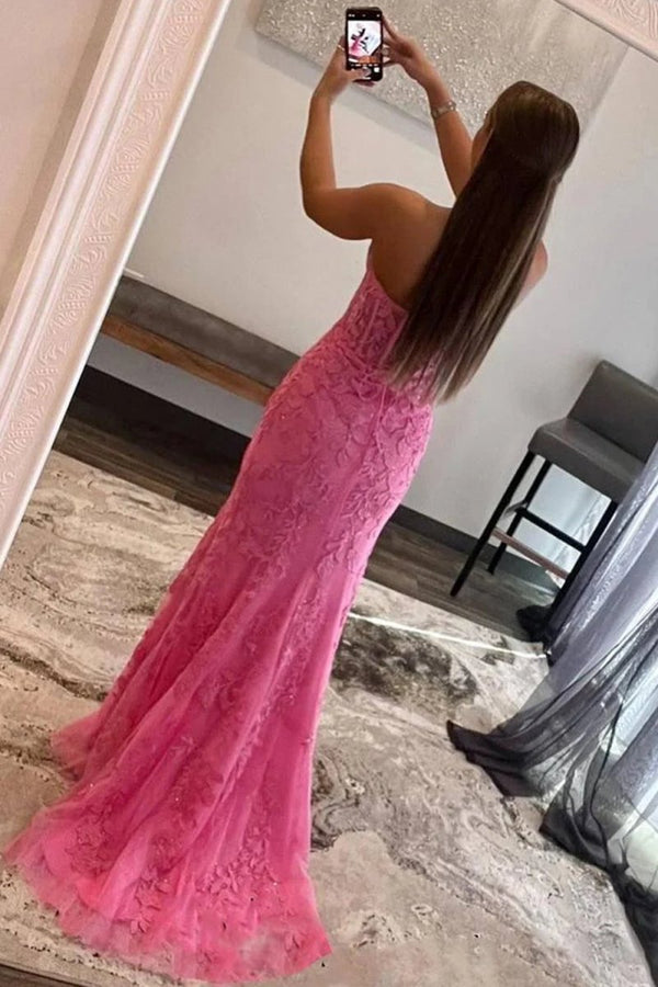 Mermaid Strapless Corset Lace Prom Dress with Slit – Prom Dress by KissProm | Available at KissProm