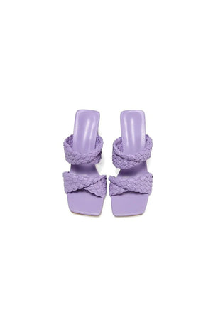 Lavender High Heels Woven Chunky Sandals - KissProm