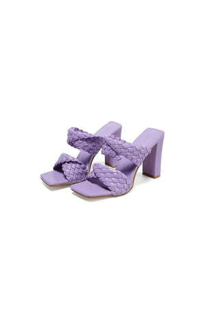 Lavender High Heels Woven Chunky Sandals - KissProm