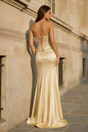 Fuchsia Beaded Strapless Applique Formal Dress with Slit – Prom Dresses by KissProm | Available at KissProm