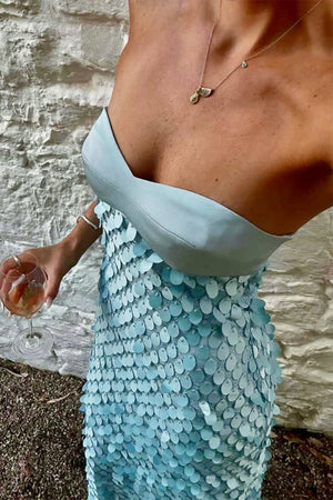 Blue - Sheath Sweetheart Long Prom Dresses with Sequins – Prom Dresses by KissProm | Available at KissProm