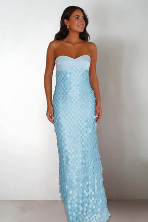 Blue - Sheath Sweetheart Long Prom Dresses with Sequins – Prom Dresses by KissProm | Available at KissProm