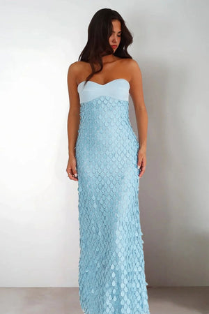 Blue - Sheath Sweetheart Long Prom Dresses with Sequins – Prom Dresses by KissProm | Available at KissProm
